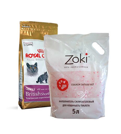 Royal Canin Бритиш 2 кг + Нaполнитель Zoki 5л